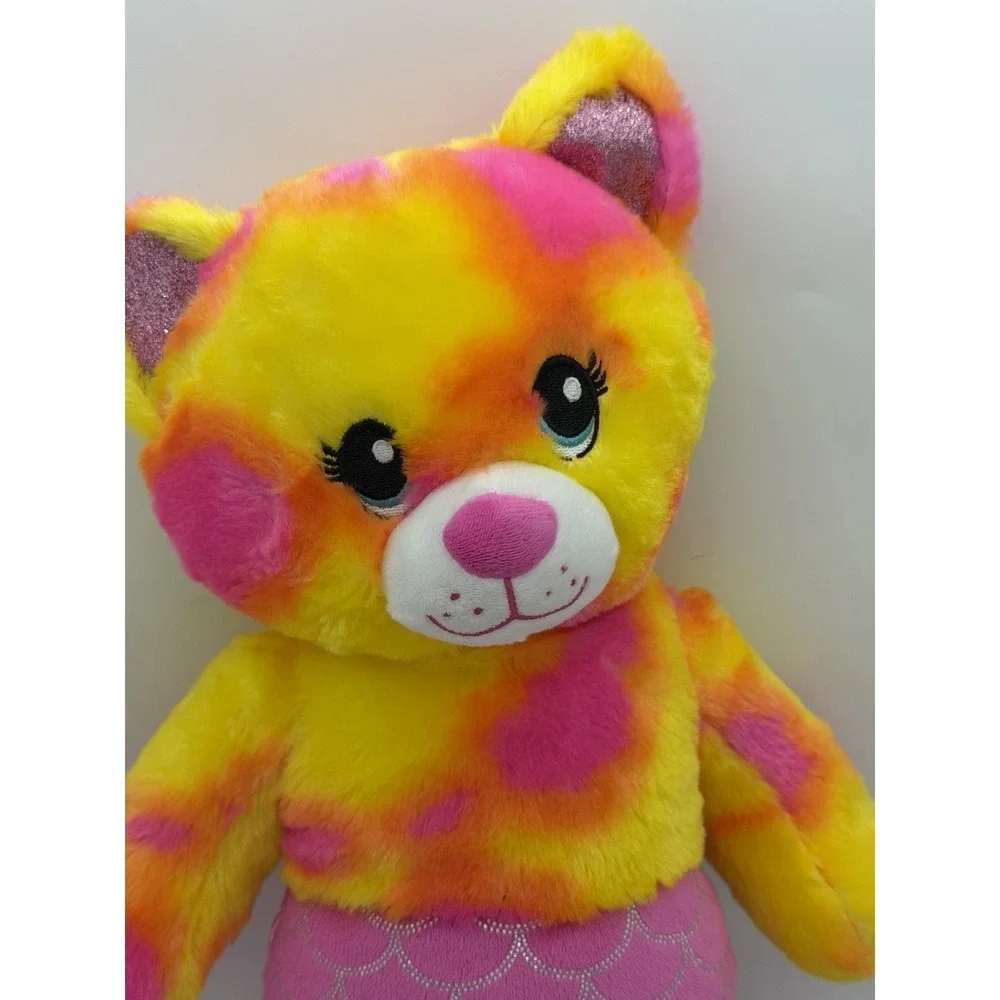 Build A Bear Mer-Cat Mermaid Cat Kitty Plush Pink, Yellow & Pink